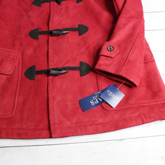Chaps Women's Winter Coat Size XL Red Toggle Jacket Faux Suede Hooded - Picture 5 of 7
